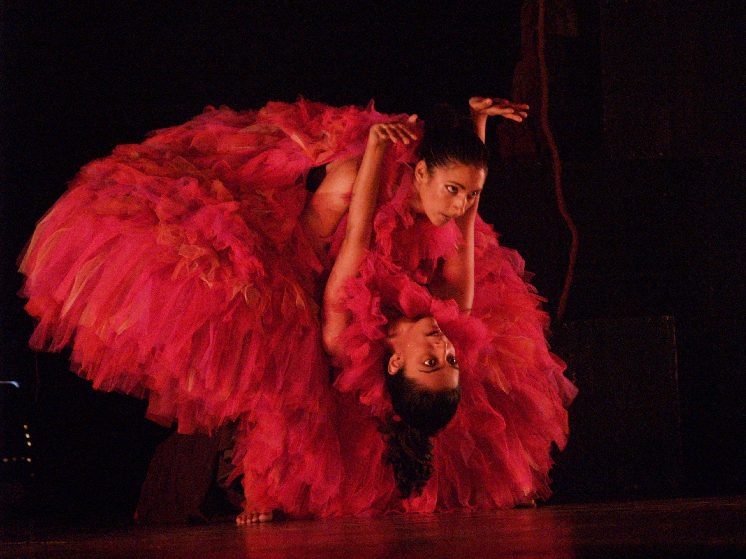 Thresh Dance group in red tulle fabric costumes for Absent Lover