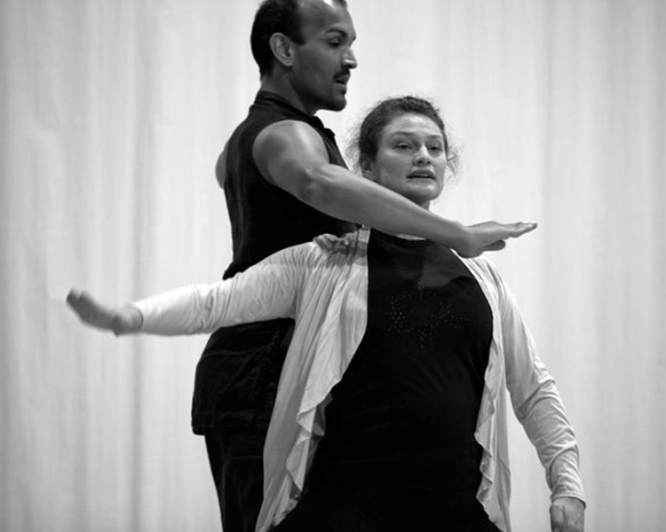 Choreolab: Cotton rehearsal image in black and white
