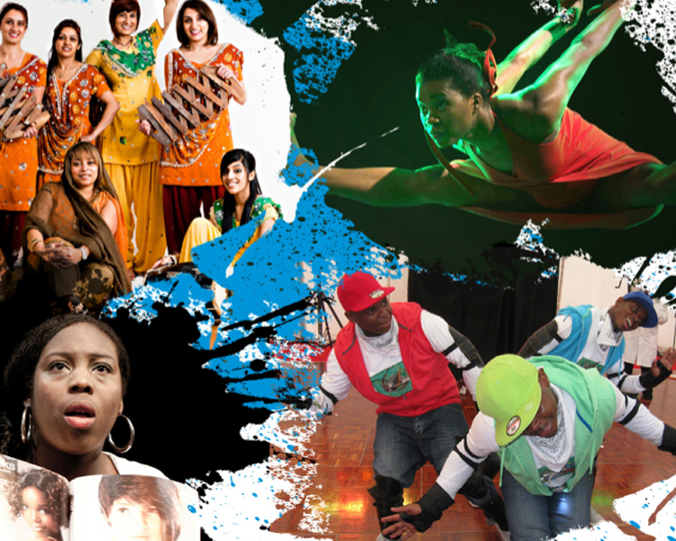 Creative leap collage of dance groups