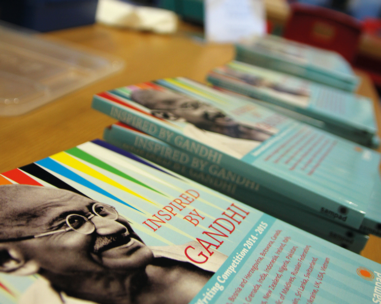 Photo of inspired by Gandhi books on a table