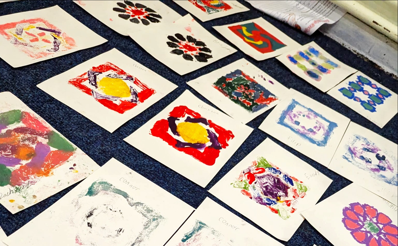 colourful collection children's paintings
