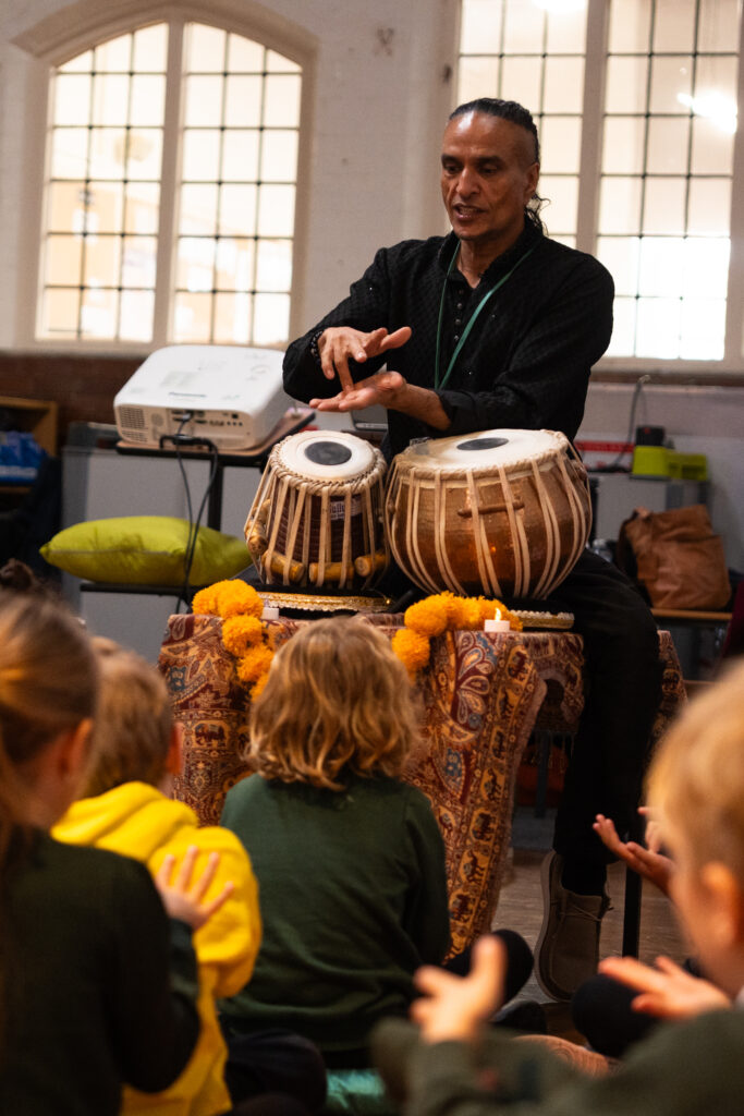 Mendi tabla workshop Ujal Schools, Bournville