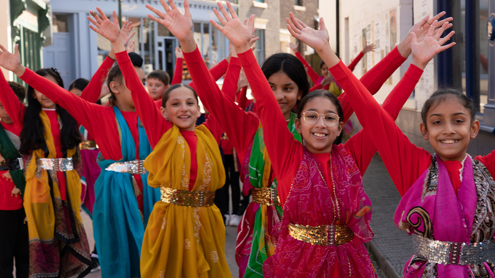 Outdoor school flashmob dance