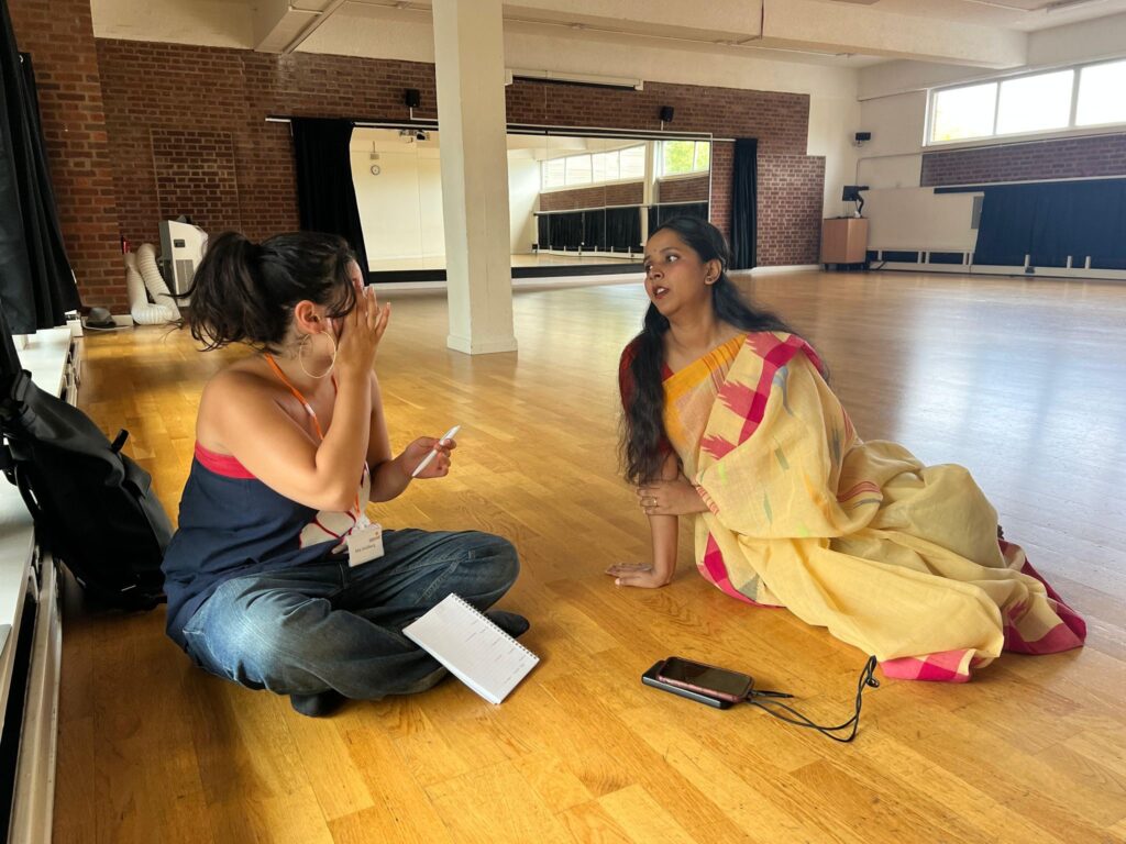 Mia Goldberg sat with Anandita Khan in a dance studio