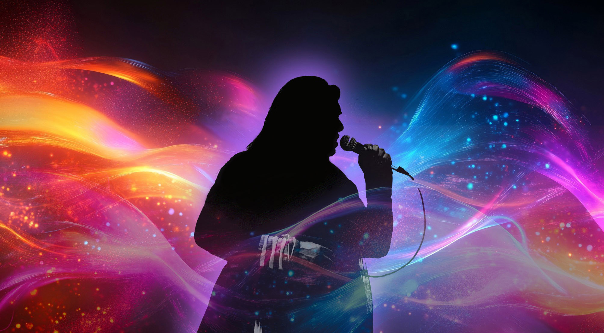 Silhouette graphic of female vocalist